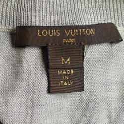 Pre Owned Louis Vuitton Grey Silk & Cotton Knit Logo Detail T-Shirt M 