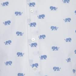 Pre Owned Louis Vuitton White Lion Emblem Jacquard Cotton Long Sleeve Shirt XL