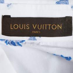 Pre Owned Louis Vuitton White Lion Emblem Jacquard Cotton Long Sleeve Shirt XL