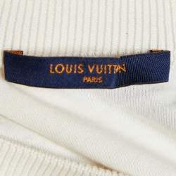 Pre Owned تي شيرت لوي فيتون قطن فيلور سبيس مان جاكار كريمي مقاس كبير جدًا - إكس لارج