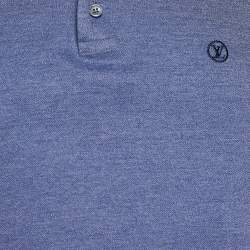 Louis Vuitton Blue Melange Cotton Polo T-Shirt L