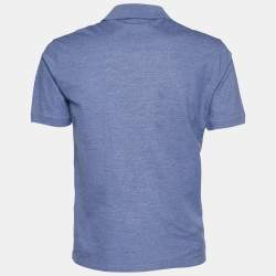 Louis Vuitton Blue Melange Cotton Polo T-Shirt L