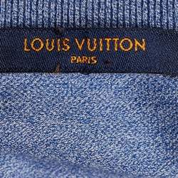 Louis Vuitton Blue Melange Cotton Polo T-Shirt L