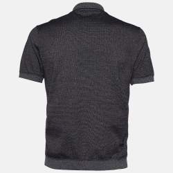Louis Vuitton Black Textured Cotton Logo Detail Polo T-Shirt XL