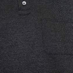 Louis Vuitton Black Textured Cotton Logo Detail Polo T-Shirt XL