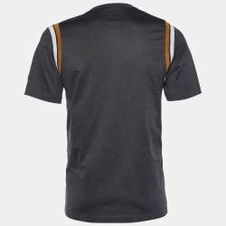 مملوكة مسبقًا تي شيرت لوي فيتون قطن رصاصي نقشة فارسيتي بادج متابين مقاس كبير