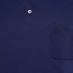 Pre Owned Louis Vuitton Navy Blue Cotton Polo T-Shirt L