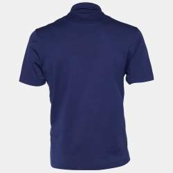 Pre Owned Louis Vuitton Navy Blue Cotton Polo T-Shirt L