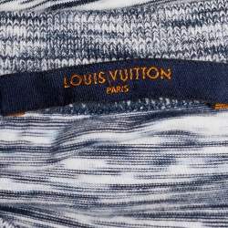 Louis Vuitton Dark Blue Logo Print Striped Cotton Knit T-Shirt XL