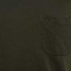 Pre Owned Louis Vuitton Dark Green Cotton Damier Pocket Detail Crew Neck T-Shirt XL