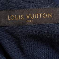 مملوكة مسبقًا بنطلون لوي فيتون صوف مخطط أزرق كحلي مقاس كبير - لارج الخصر 33"