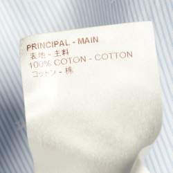 مملوكة مسبقًا قميص لوي فيتون قطن مخطط مونوغرامي أزرق بأكمام طويلة مقاس كبير جدًا - إكس لارج