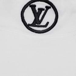 Pre Owned Louis Vuitton White Jersey Logo Embroidered High Neck T-Shirt L