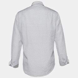 Louis Vuitton White Monogram Print Poplin Button Front Shirt L