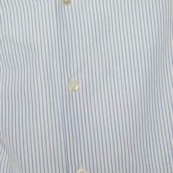Pre Owned Louis Vuitton Blue Striped Cotton Long Sleeve Dress Shirt L