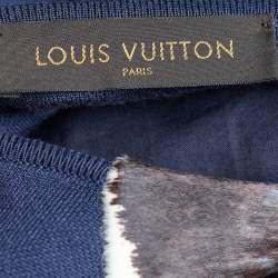 Louis Vuitton Navy Blue Calfskin Paneled Pullover L