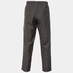 Louis Vuitton Grey Herringbone Wool Elasticized Waist Trousers L