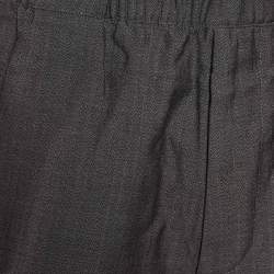 Louis Vuitton Grey Herringbone Wool Elasticized Waist Trousers L