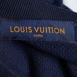 Louis Vuitton Navy Blue Textured Cotton & Silk Knit Jumper L