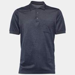 Pre Owned Louis Vuitton Dark Blue Cotton Pique Polo T-Shirt XL
