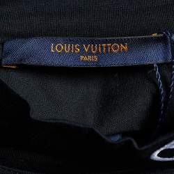 مملوكة مسبقًا Louis Vuitton Black Cotton Logo Embroidered High Neck T-Shirt L