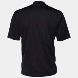 مملوكة مسبقًا Louis Vuitton Black Cotton Logo Embroidered High Neck T-Shirt L