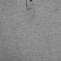 Louis Vuitton Grey Pique Knit Cotton Polo T-Shirt XL