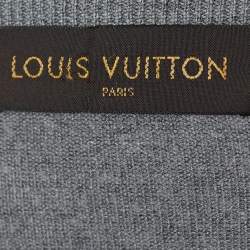 Louis Vuitton Grey Wool & Silk Knit Leather Patch Jumper L