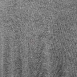 Louis Vuitton Grey Wool & Silk Knit Leather Patch Jumper L