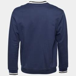 Pre Owned Louis Vuitton x Chapman Brothers Navy Blue Lion Flock Print Cotton Sweatshirt L