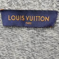 Pre Owned جامبر لوي فيتون قطن كشمير مخلوط طباعة الشعار رصاصي مقاس كبير - لارج