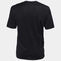 Pre Owned تي شيرت لوي فيتون قطن طباعة لوف أند بيس أسود برقبة مستديرة مقاس كبير جدًا - إكس لارج