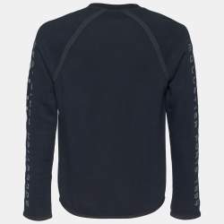 Pre Owned جامبر لوي فيتون ماتيلييه باريس 1854  مطبوع تريكو أسود أكمام رغلان مقاس كبير جدًا - إكس لارج