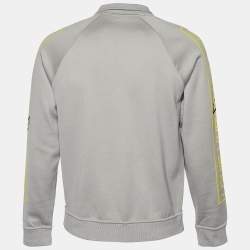 Pre Owned Louis Vuitton Grey Gravity Logo Jacquard Knit Zip Up Sweatshirt XL