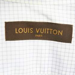مملوكة مسبقًا Louis Vuitton White Checked Cotton Long Sleeve Shirt XL