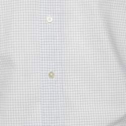 مملوكة مسبقًا Louis Vuitton White Checked Cotton Long Sleeve Shirt XL
