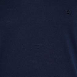 مملوكة مسبقًا Louis Vuitton Navy Blue Jersey V Neck T-Shirt XL