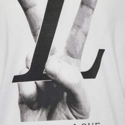 Louis Vuitton White Peace & Love Print Cotton Crew Neck T-Shirt XL