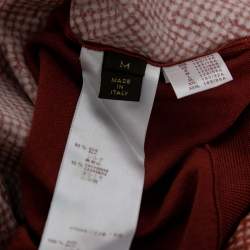 Pre Owned Louis Vuitton Rust Printed Silk & Cashmere Paneled Round Neck T-Shirt M