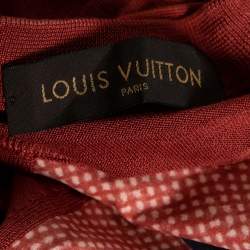 Pre Owned Louis Vuitton Rust Printed Silk & Cashmere Paneled Round Neck T-Shirt M
