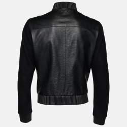 Louis Vuitton Black Leather & Wool Bomber Jacket XL Louis Vuitton