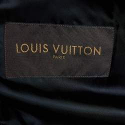 Pre Owned Louis Vuitton Black Leather & Wool Bomber Jacket XL