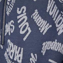 Louis Vuitton Blue Cities Jacquard Knit Half Zip Sweater L