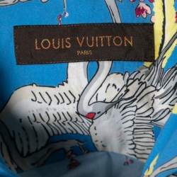 Louis Vuitton Blue Crane Print Cotton Button Front Hawaiian Shirt S