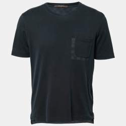 Louis Vuitton Navy Blue Cotton Pocket Detail Crewneck T-Shirt L