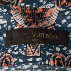Louis Vuitton Blue Printed Cotton Button Front Shirt M