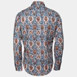Louis Vuitton Blue Printed Cotton Button Front Shirt M