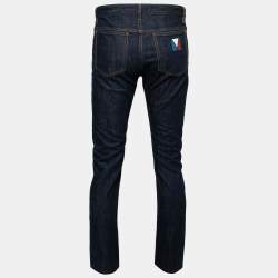 Pre Owned Louis Vuitton Blue Denim Straight Leg Jeans L Waist: 34"