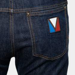 Pre Owned Louis Vuitton Blue Denim Straight Leg Jeans L Waist: 34"