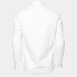 Pre Owned Louis Vuitton White Eyelet Logo Embroidered Cotton Button Front Shirt M